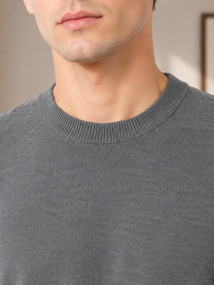 Solid Crew Neck Sweatshirt – Grey
