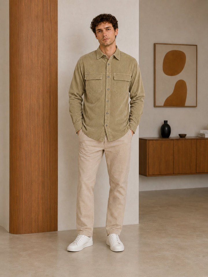 Mentor Men's Textured Casual Shirt – Khaki