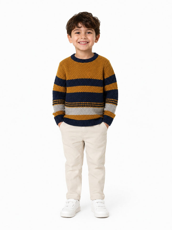 Sportking Striped Textured Sweater – Mustard