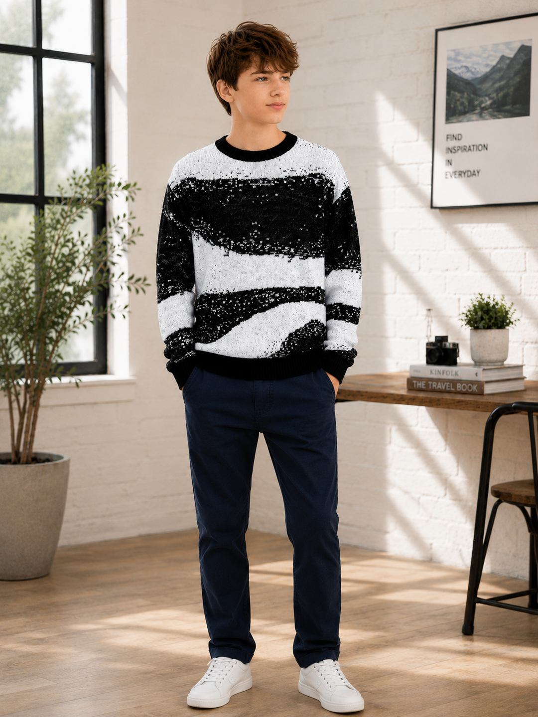 Sportking Abstract Jacquard Sweater – Black