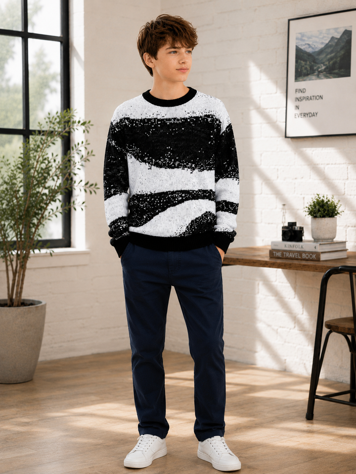 Sportking Abstract Jacquard Sweater – Black