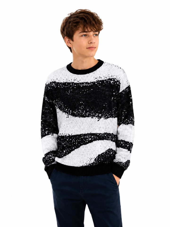 Sportking Abstract Jacquard Sweater – Black