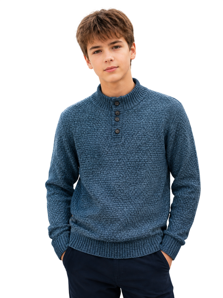 Sportking Mock Neck Button Sweater – Navy