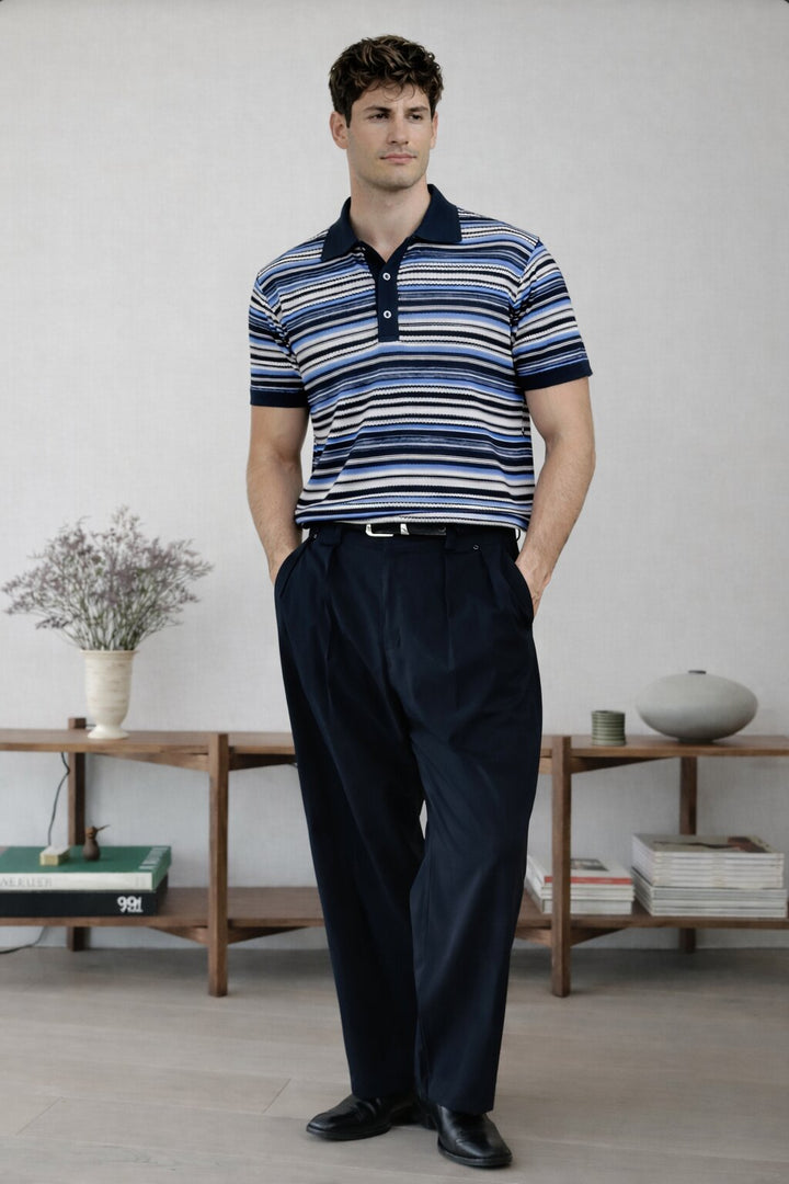 Classic Navy Knitted Polo T-Shirt