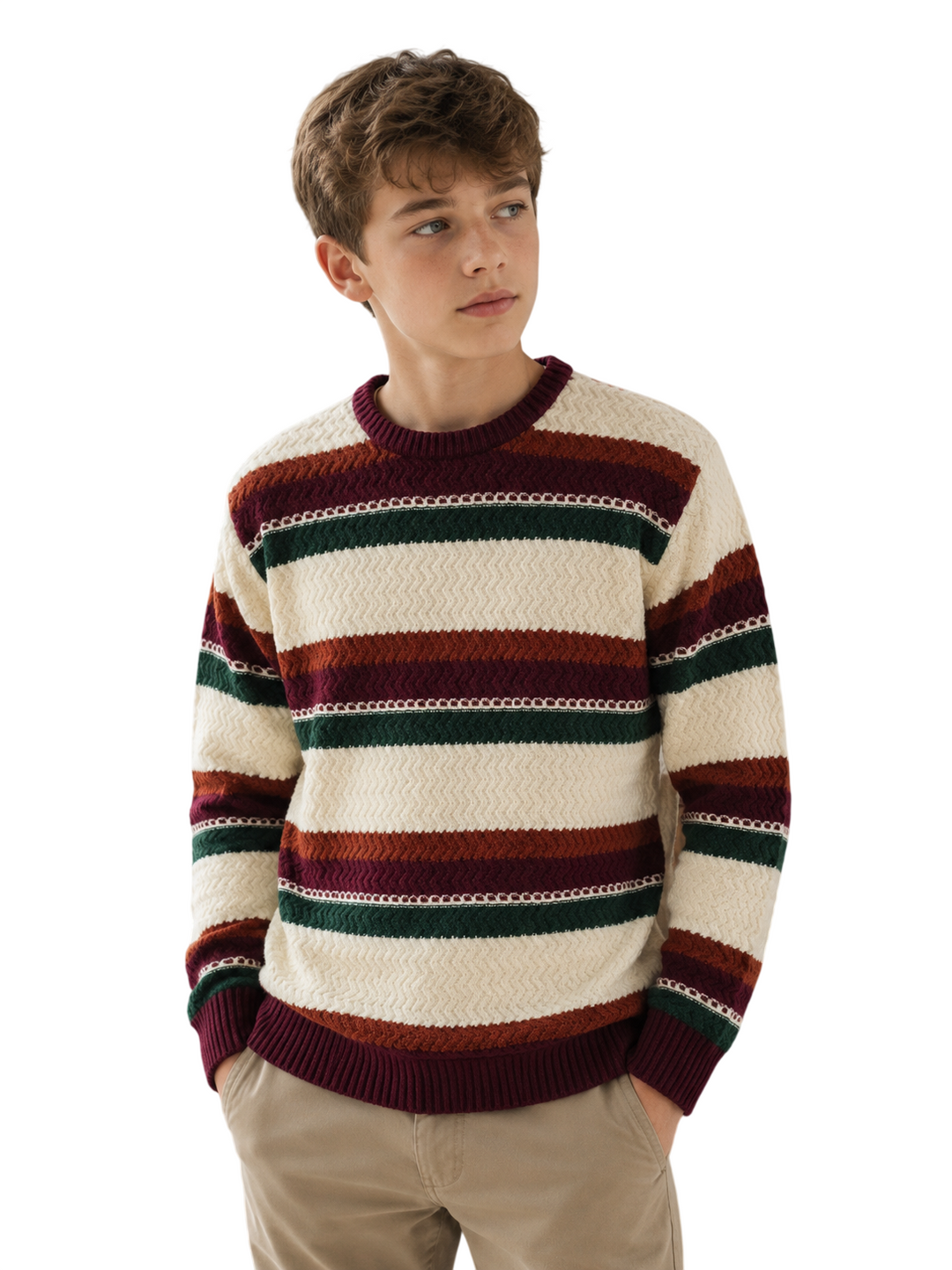 Sportking Multicolor Striped Sweater – White