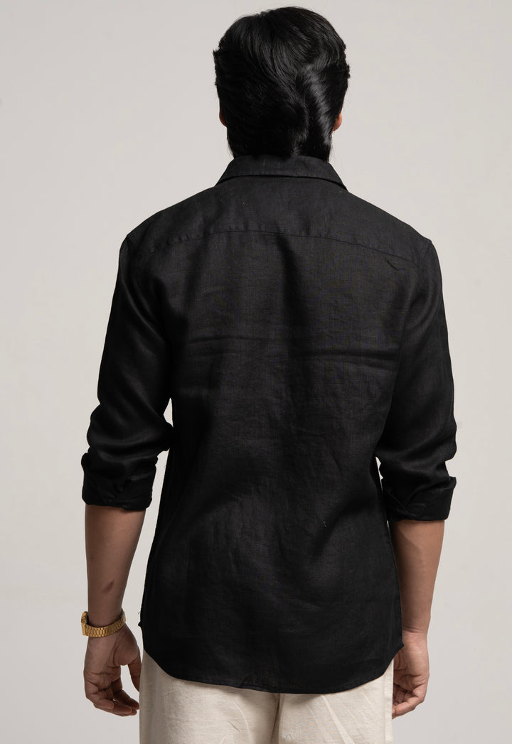 Classic 100% Linen Shirt - Black