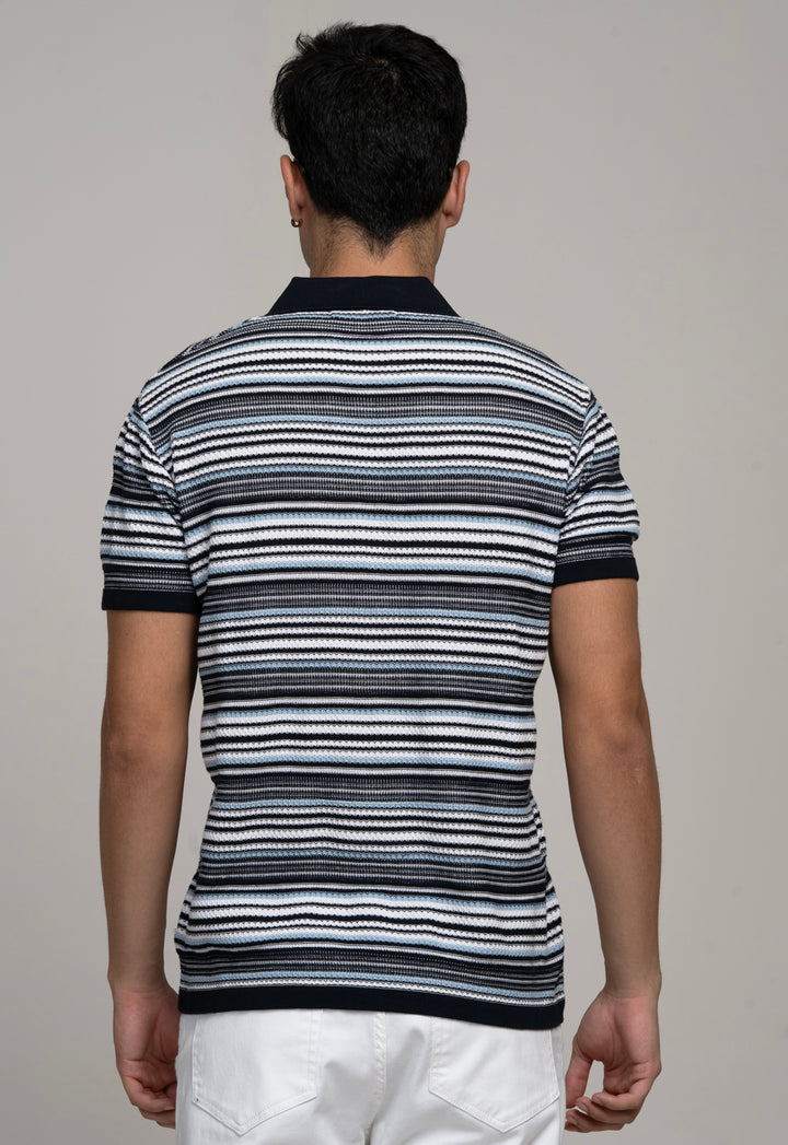 Classic Navy Knitted Polo T-Shirt