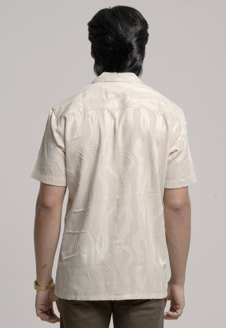 Textured Shirt for Men - Beige