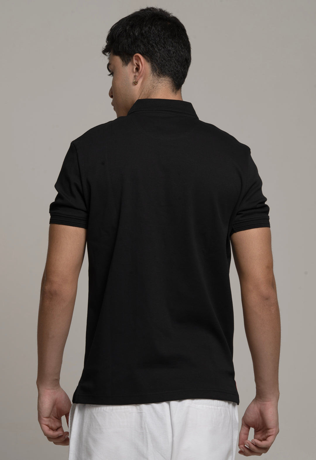 Black Polo with Red Stripes