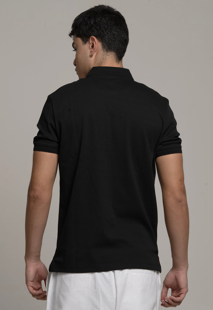 Black Polo with Red Stripes
