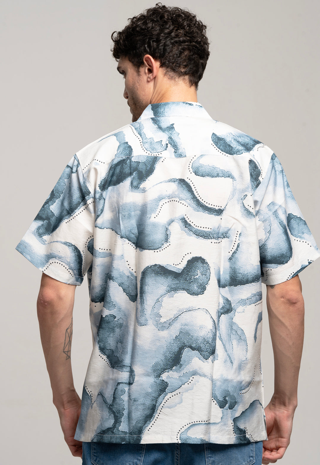 Casual Abstract Printed Shirt – Blue