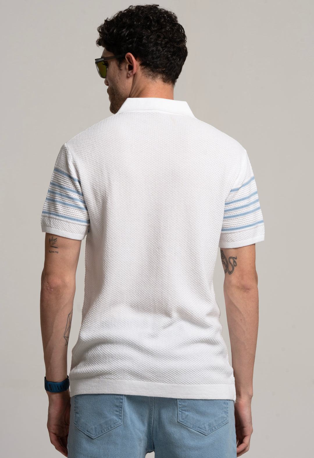 White Comfort Knit Polo T-Shirt