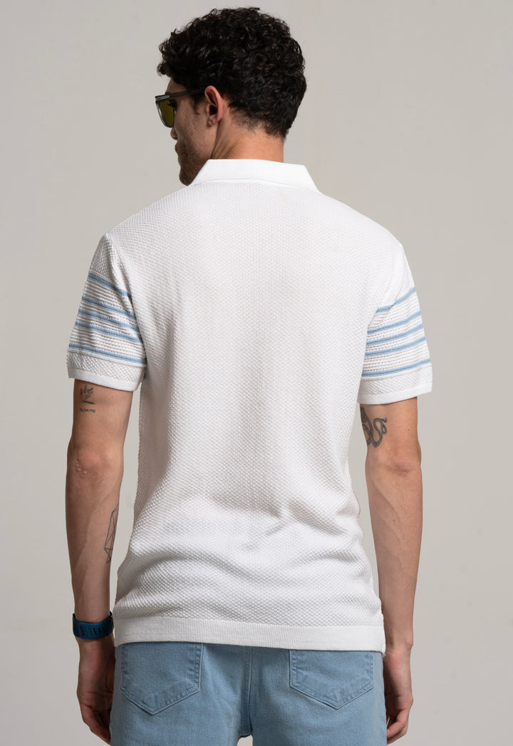 White Comfort Knit Polo T-Shirt