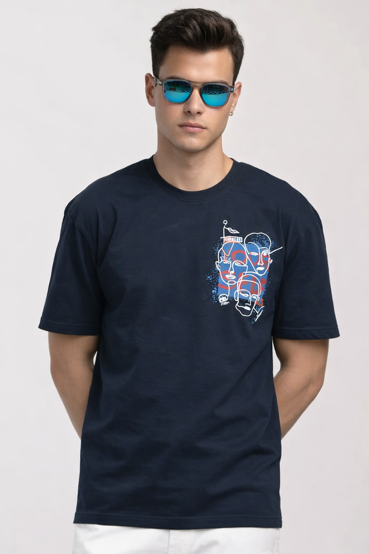 Graphic Drop Shoulder T-Shirt – Navy