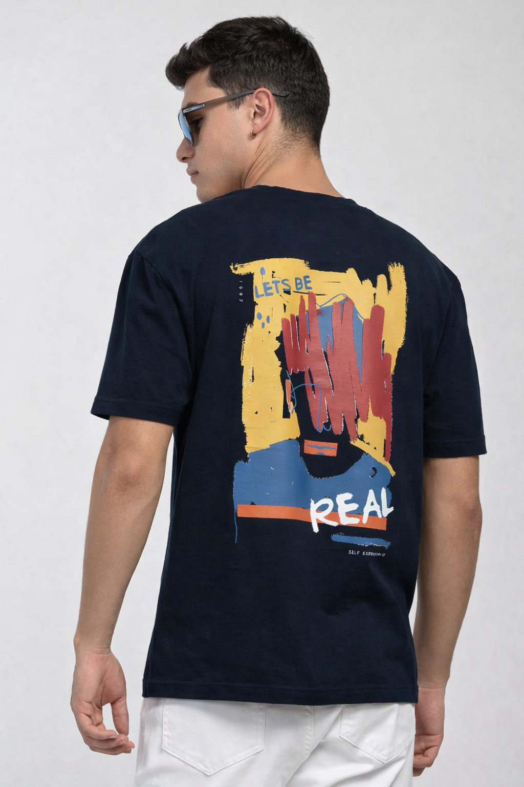 Graphic Drop Shoulder T-Shirt – Navy