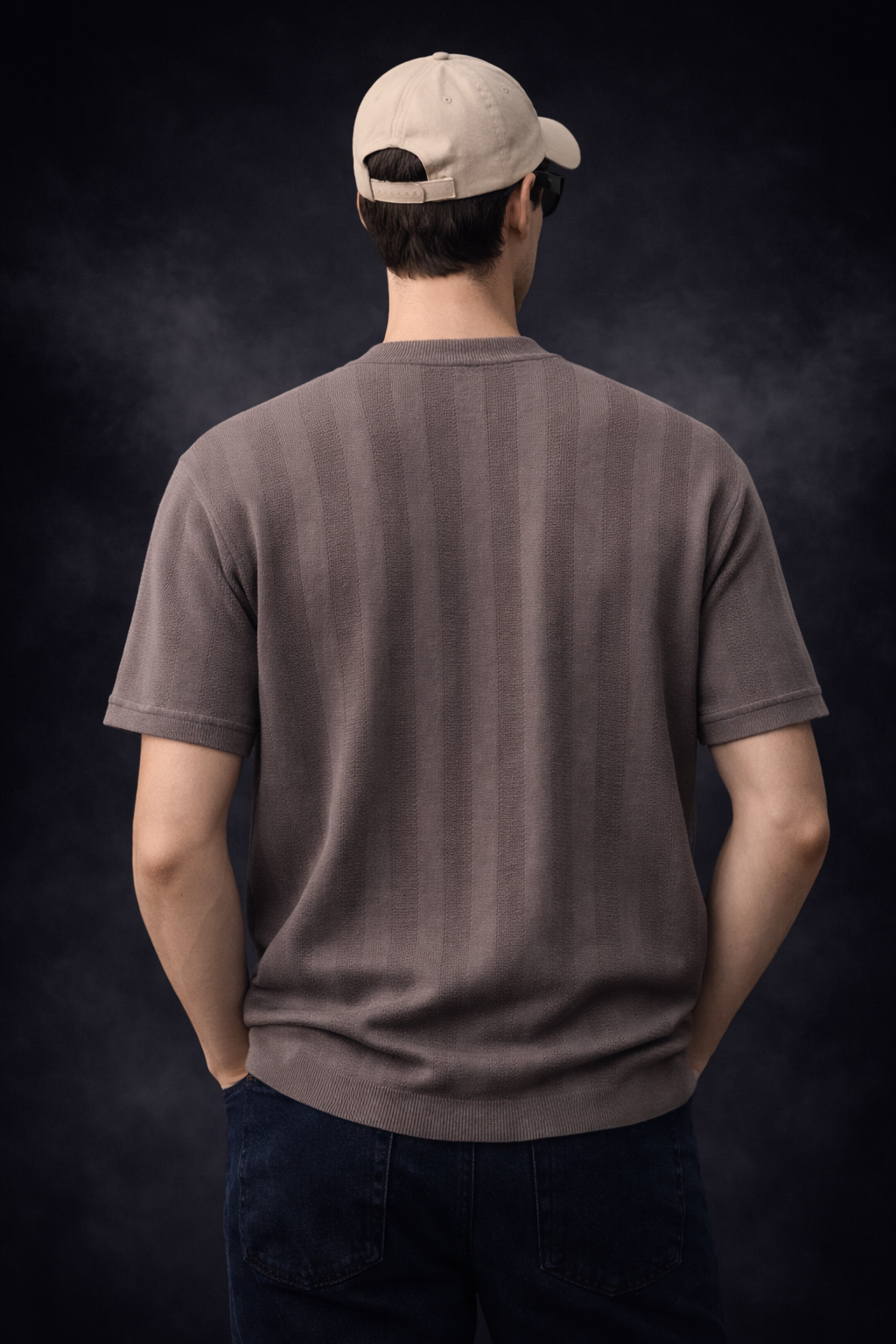 TEXTURED KNITTED T-SHIRT - GREY