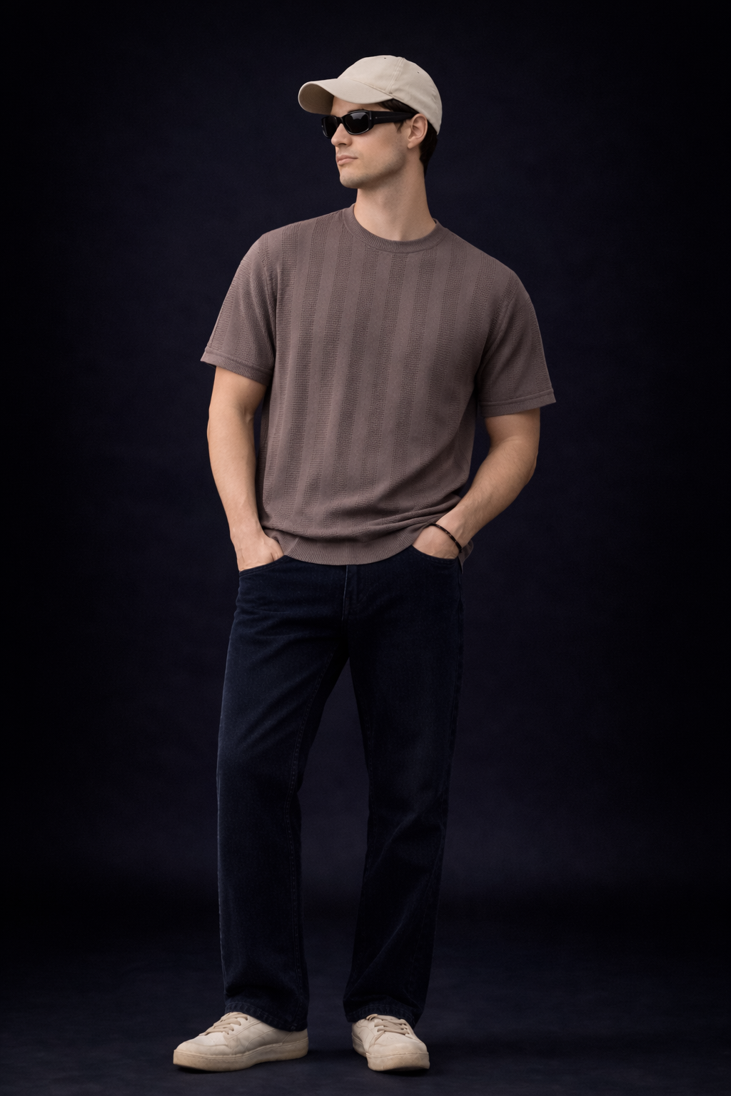 TEXTURED KNITTED T-SHIRT - GREY