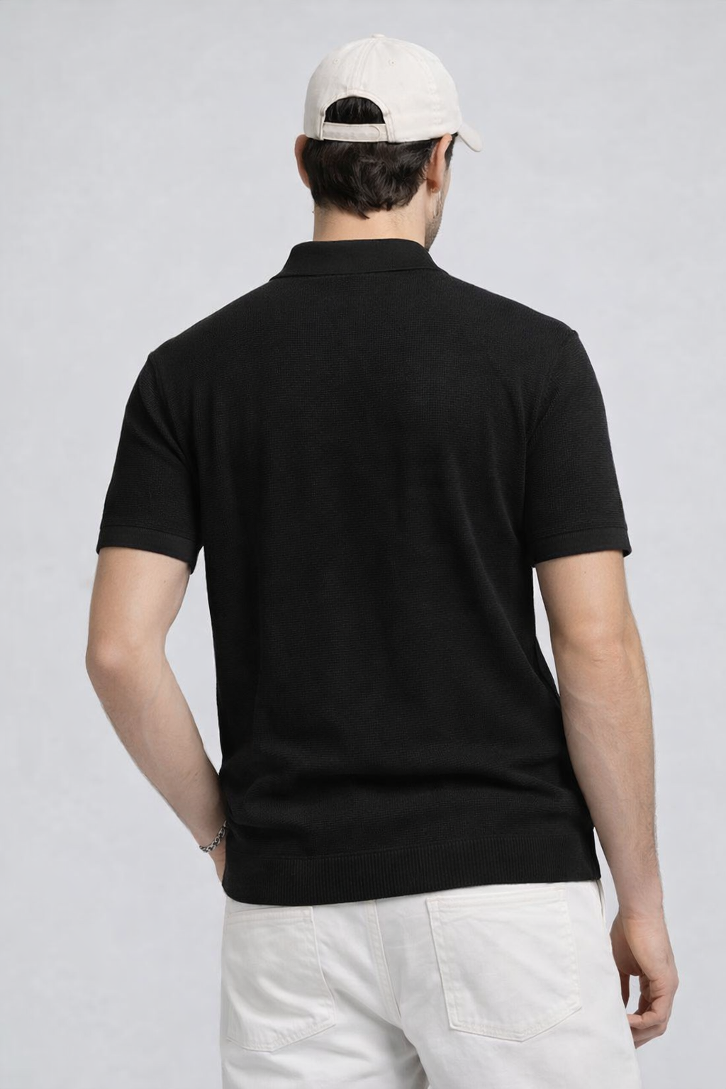 KNITTED POLO - BLACK
