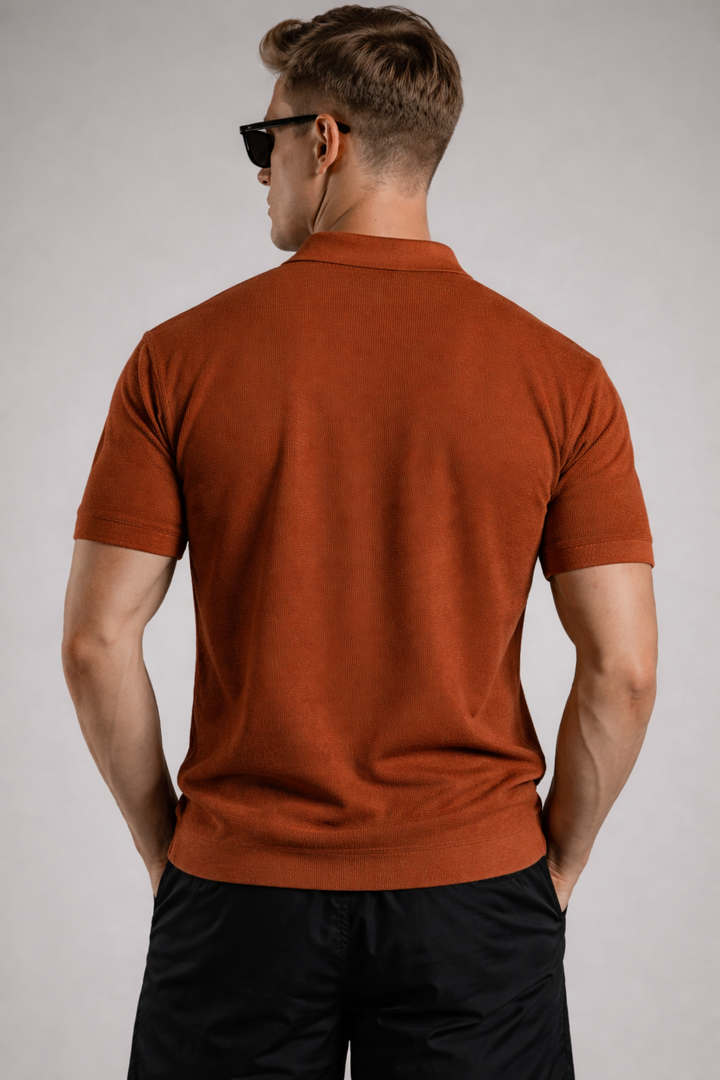 KNITTED POLO - MUSTARD