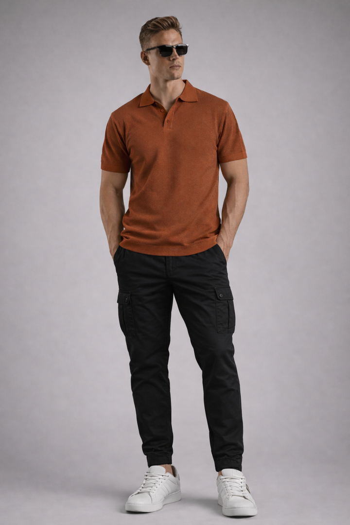 KNITTED POLO - MUSTARD