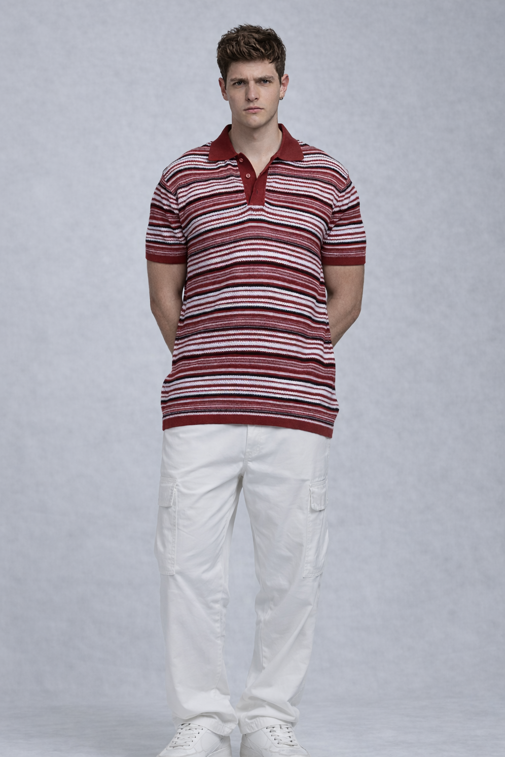 Classic Red Knitted Polo T-Shirt