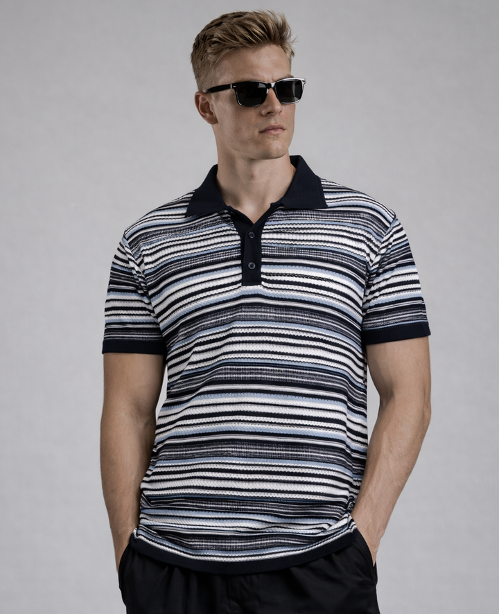 Classic Navy Knitted Polo T-Shirt