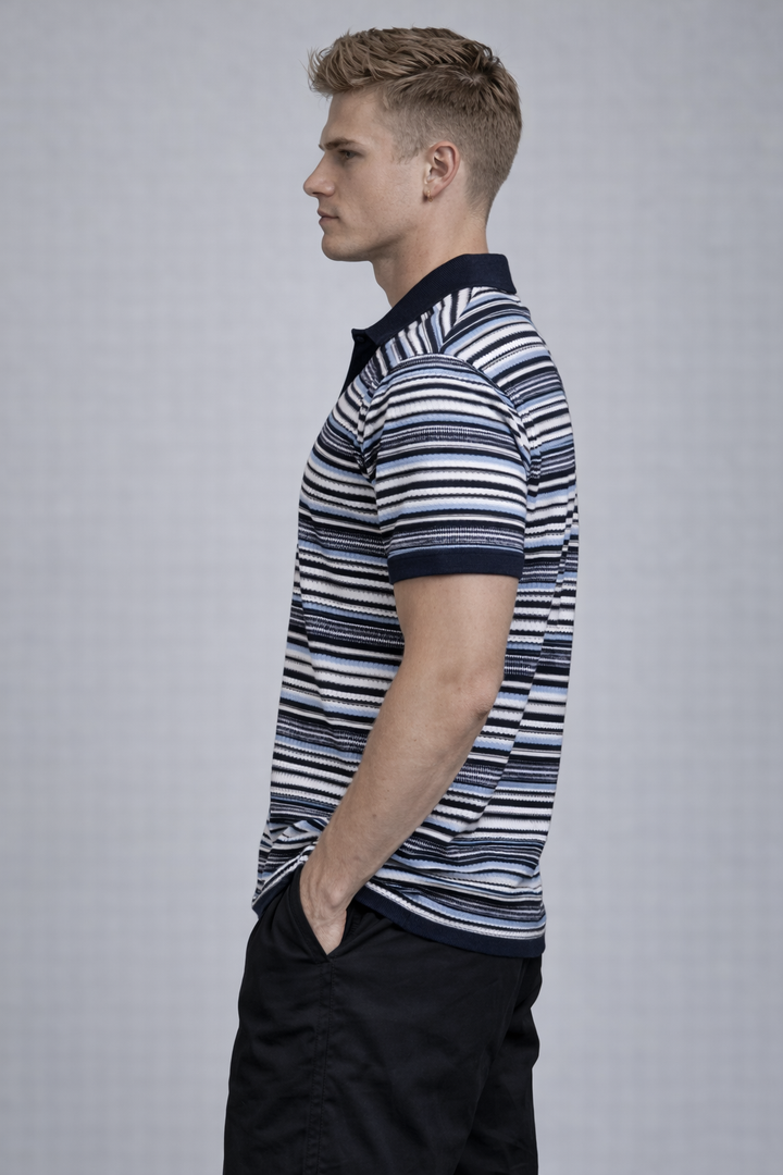Classic Navy Knitted Polo T-Shirt