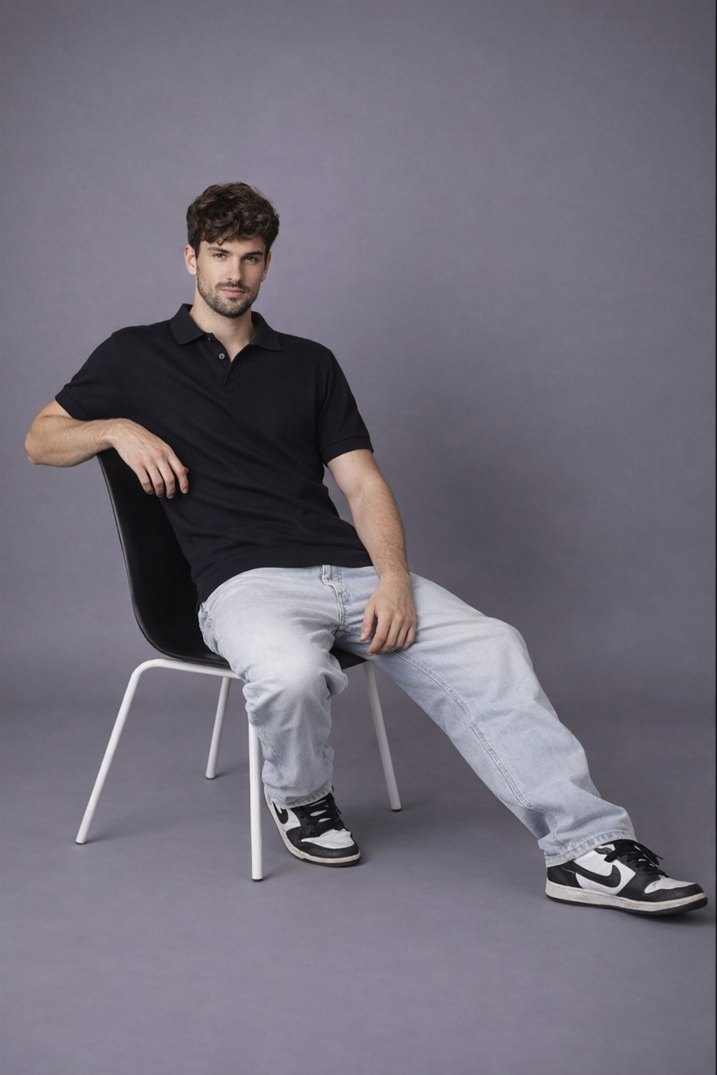 KNITTED POLO - BLACK