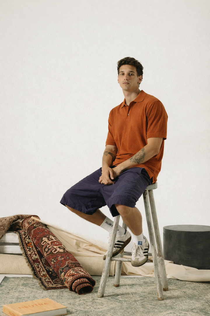 KNITTED POLO - MUSTARD