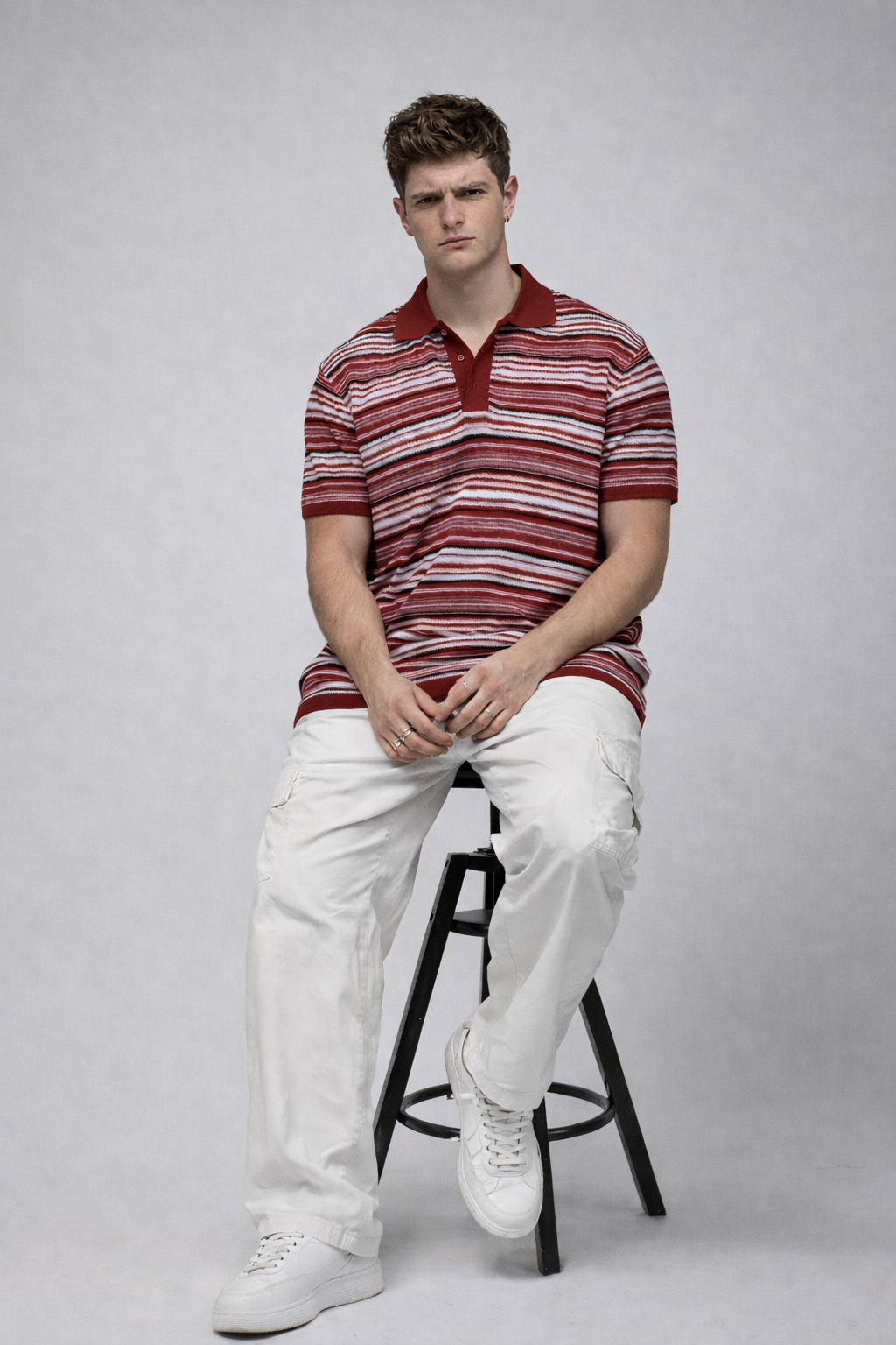 Classic Red Knitted Polo T-Shirt