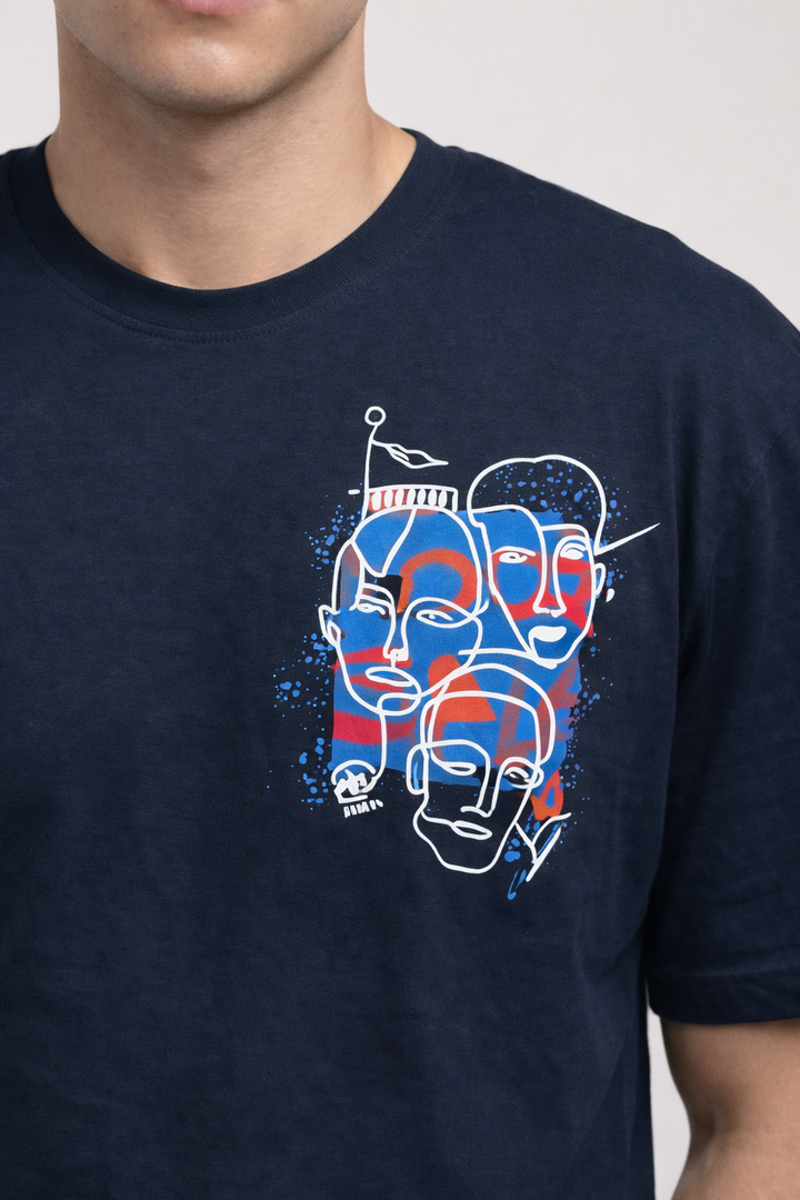 Graphic Drop Shoulder T-Shirt – Navy