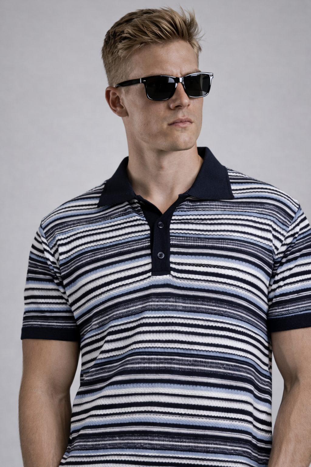 Classic Navy Knitted Polo T-Shirt