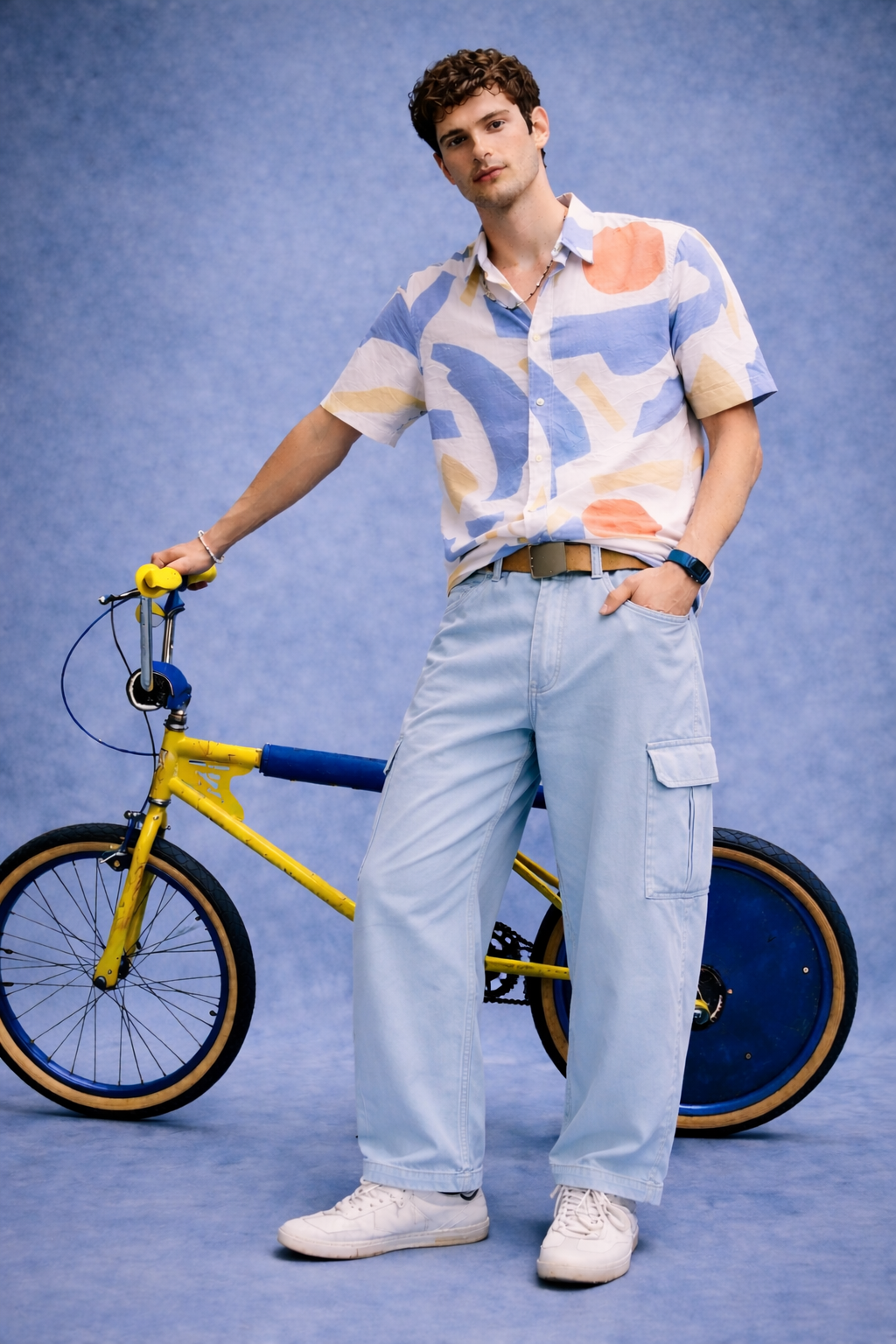 Abstract Print Short-Sleeve Shirt - Blue