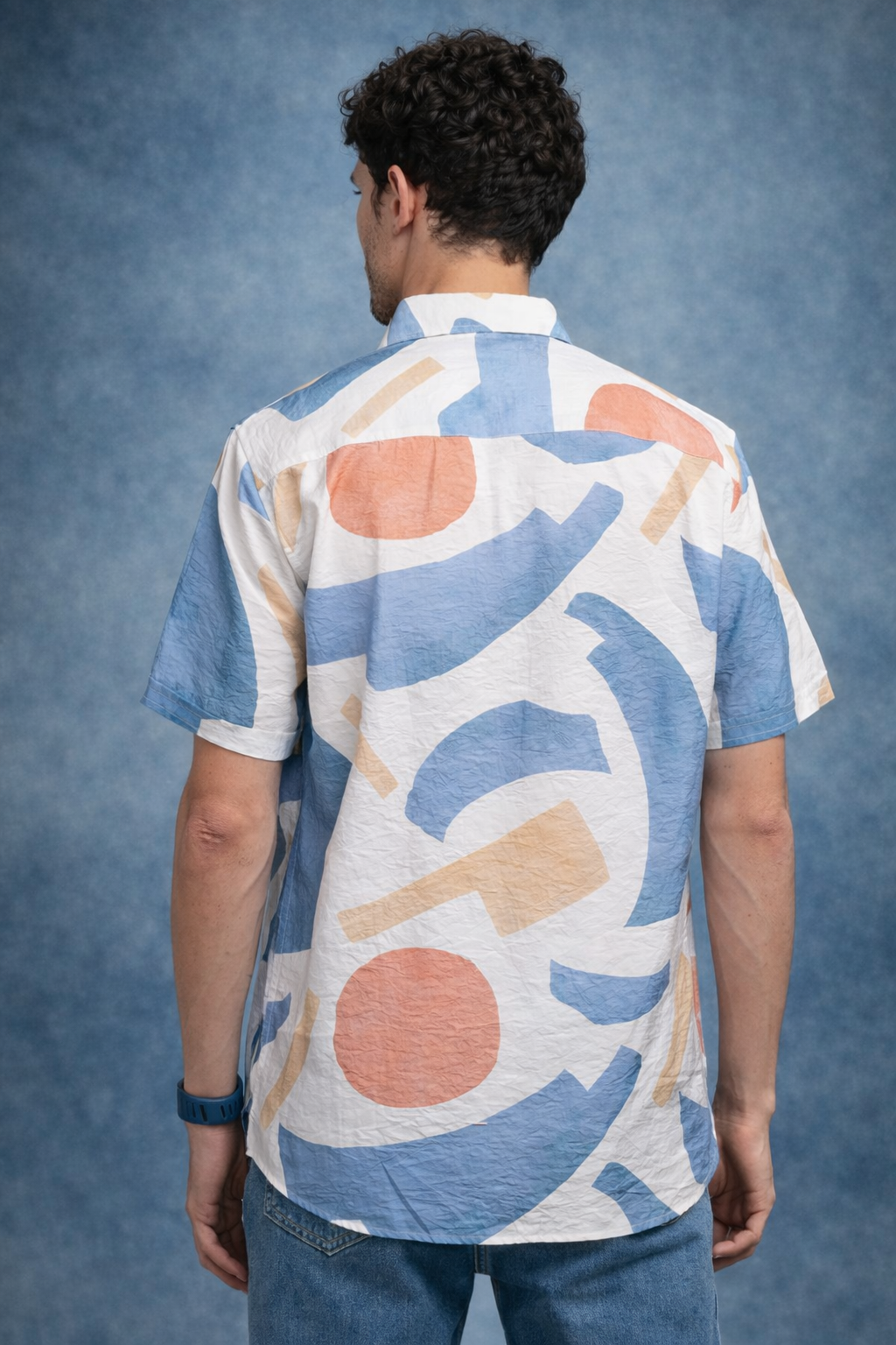 Abstract Print Short-Sleeve Shirt - Blue