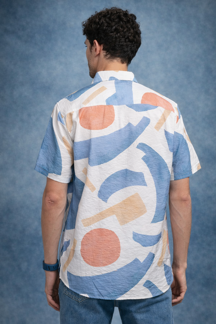Abstract Print Short-Sleeve Shirt - Blue
