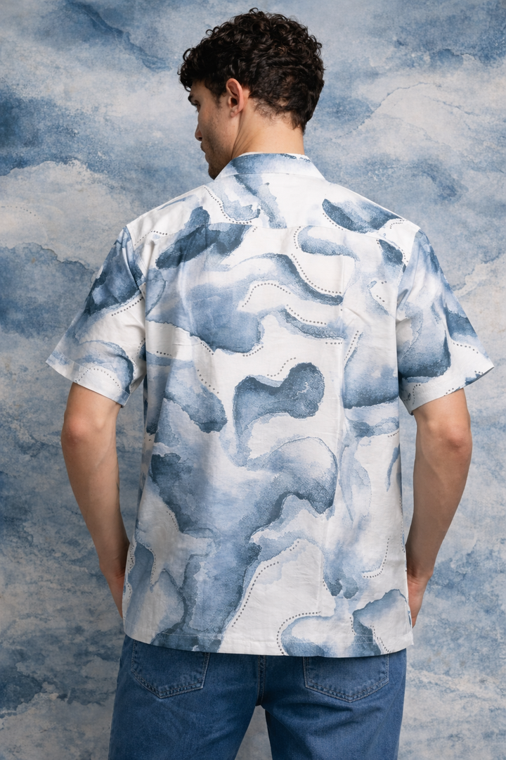 Casual Abstract Printed Shirt – Blue