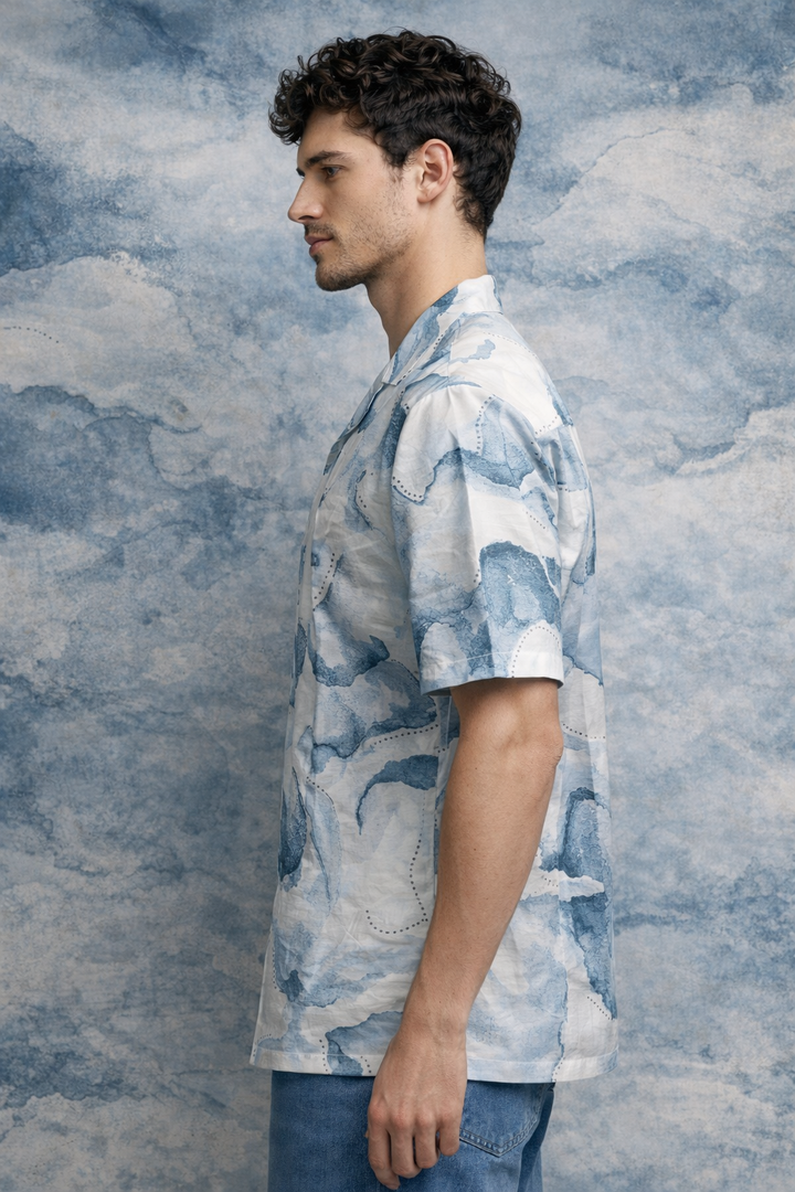 Casual Abstract Printed Shirt – Blue