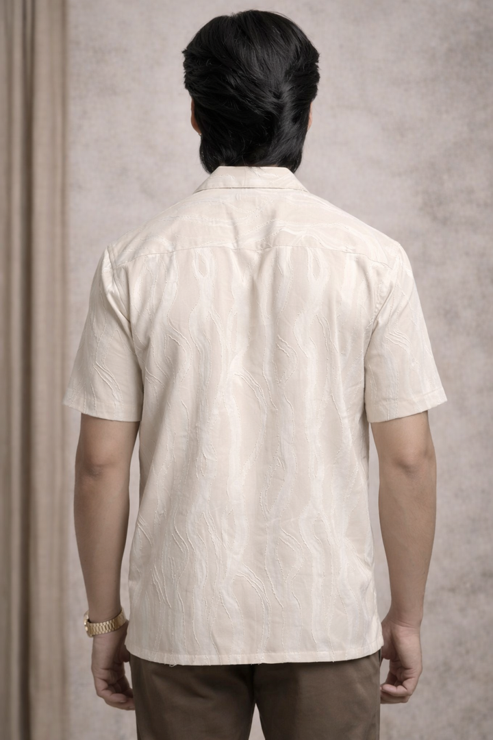 Textured Shirt for Men - Beige