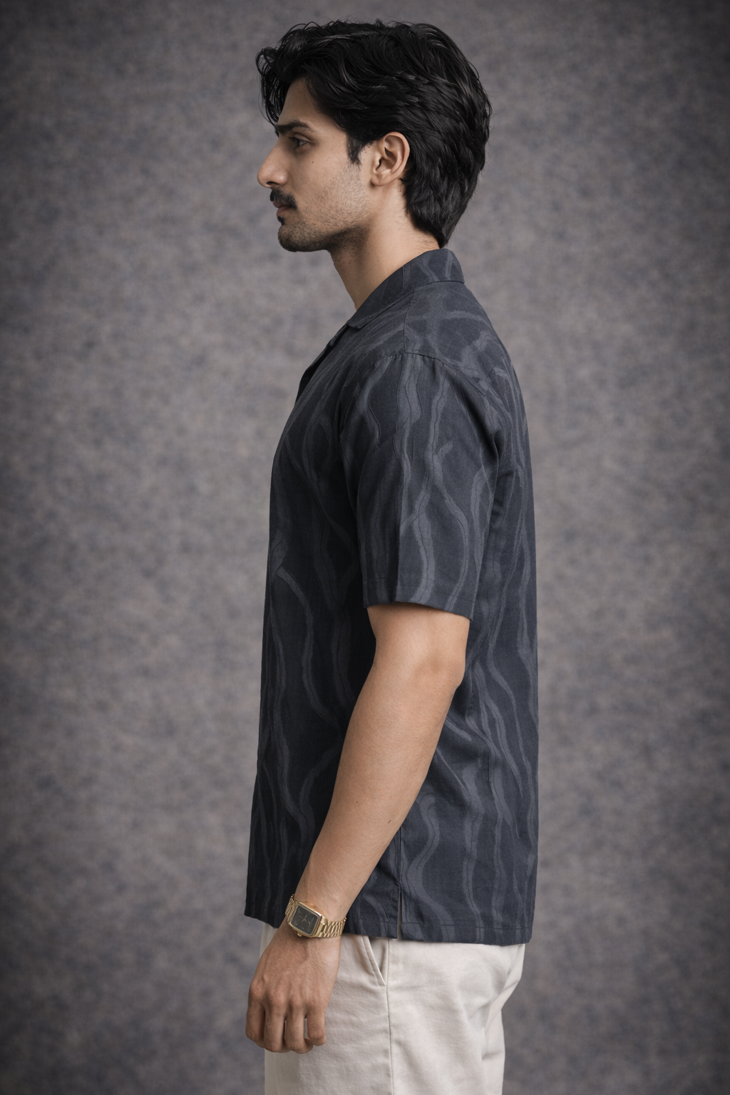 Textured Shirt for Men - Anthra