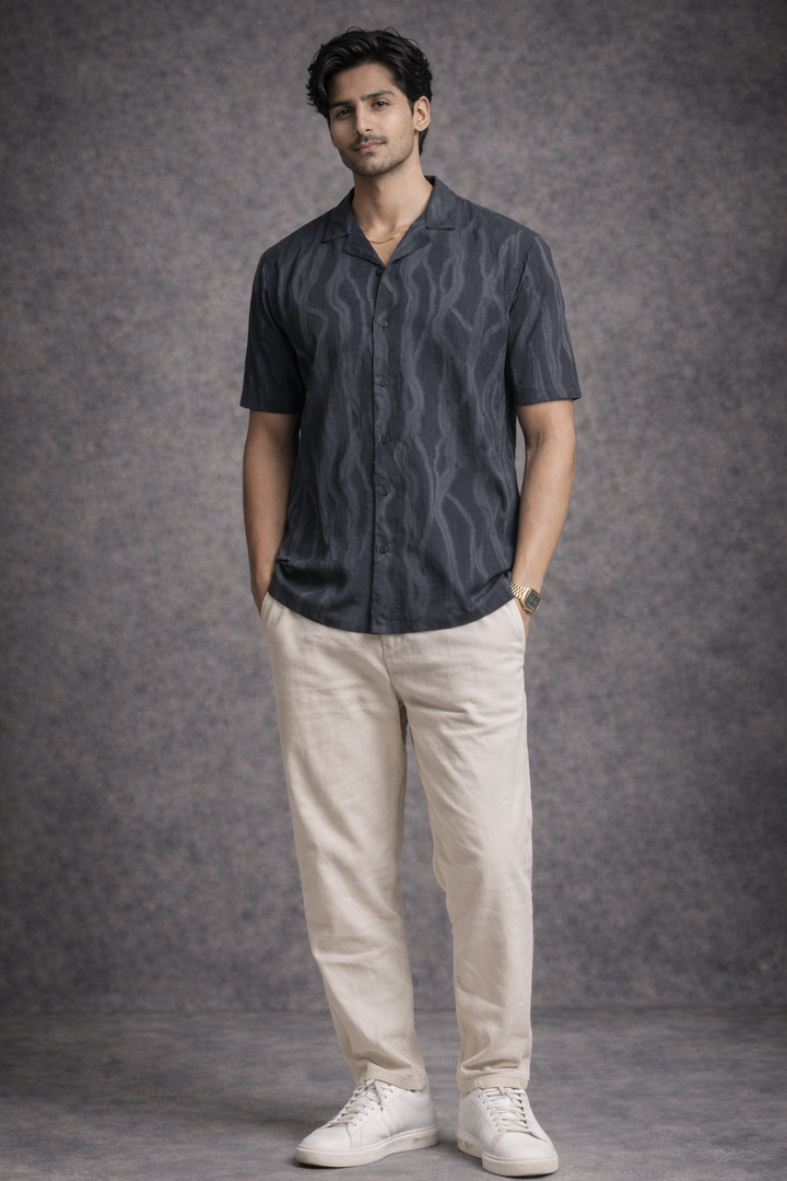Textured Shirt for Men - Anthra