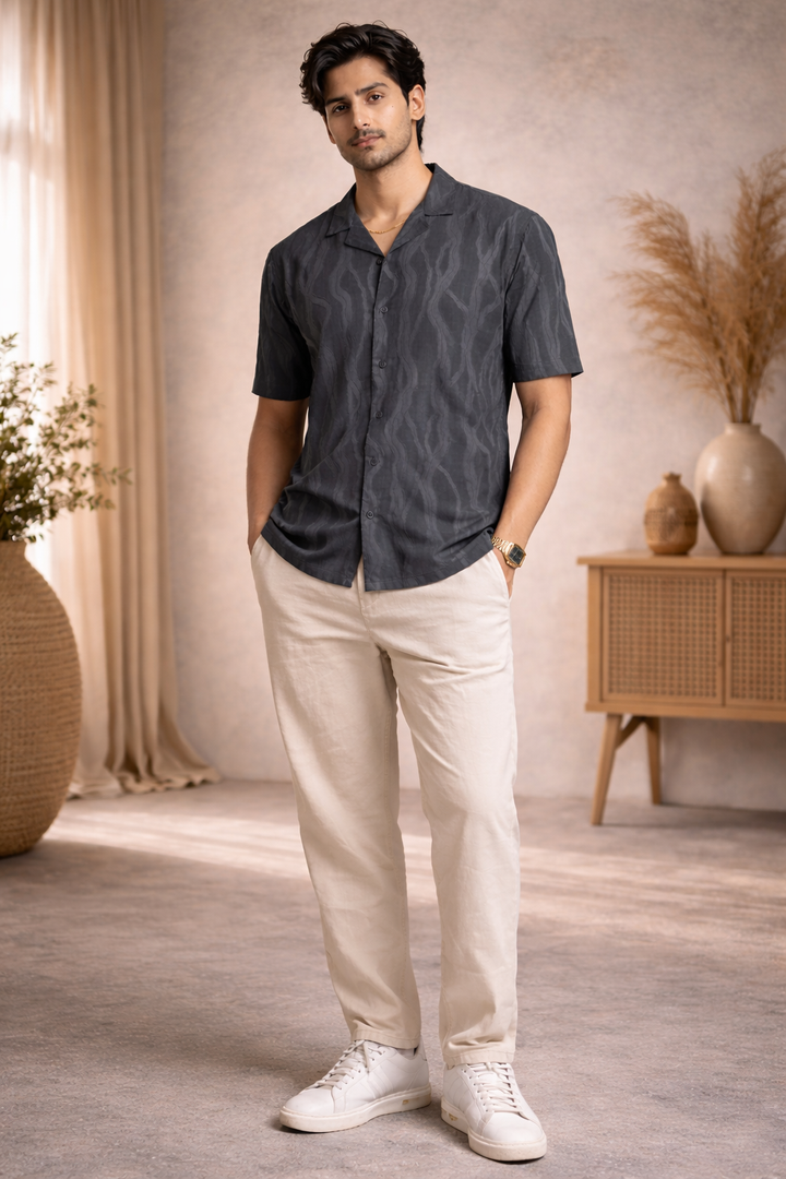 Textured Shirt for Men - Anthra