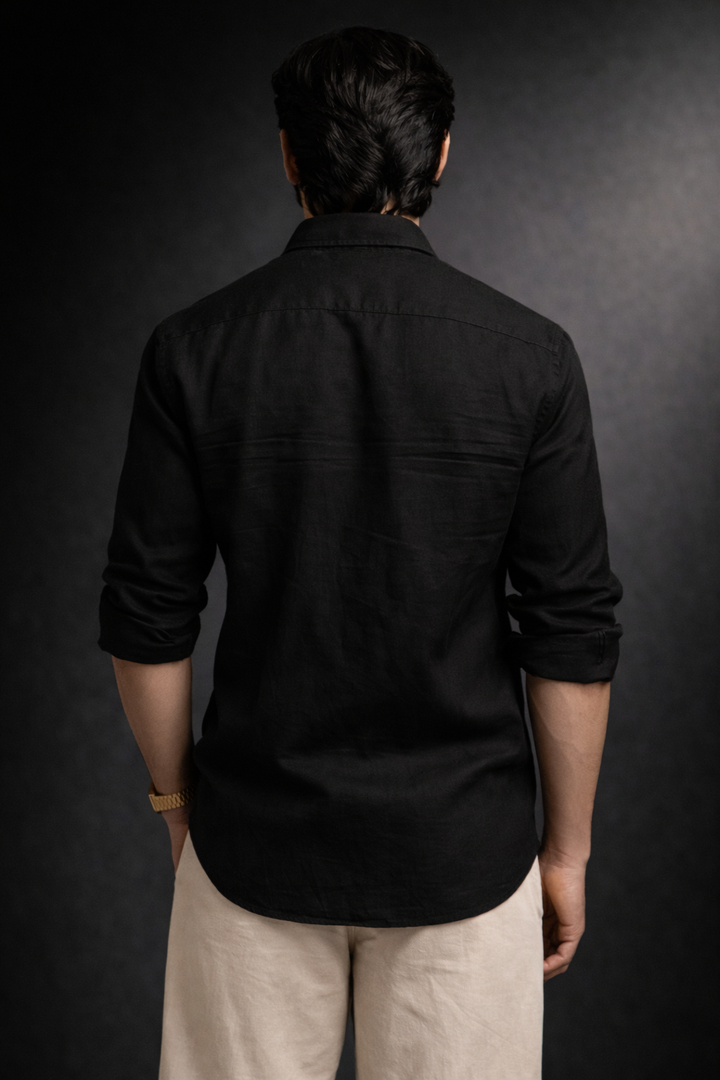 Classic 100% Linen Shirt - Black