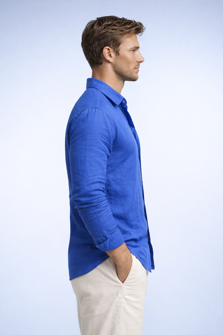 Classic 100% Linen Shirt - ROYAL BLUE