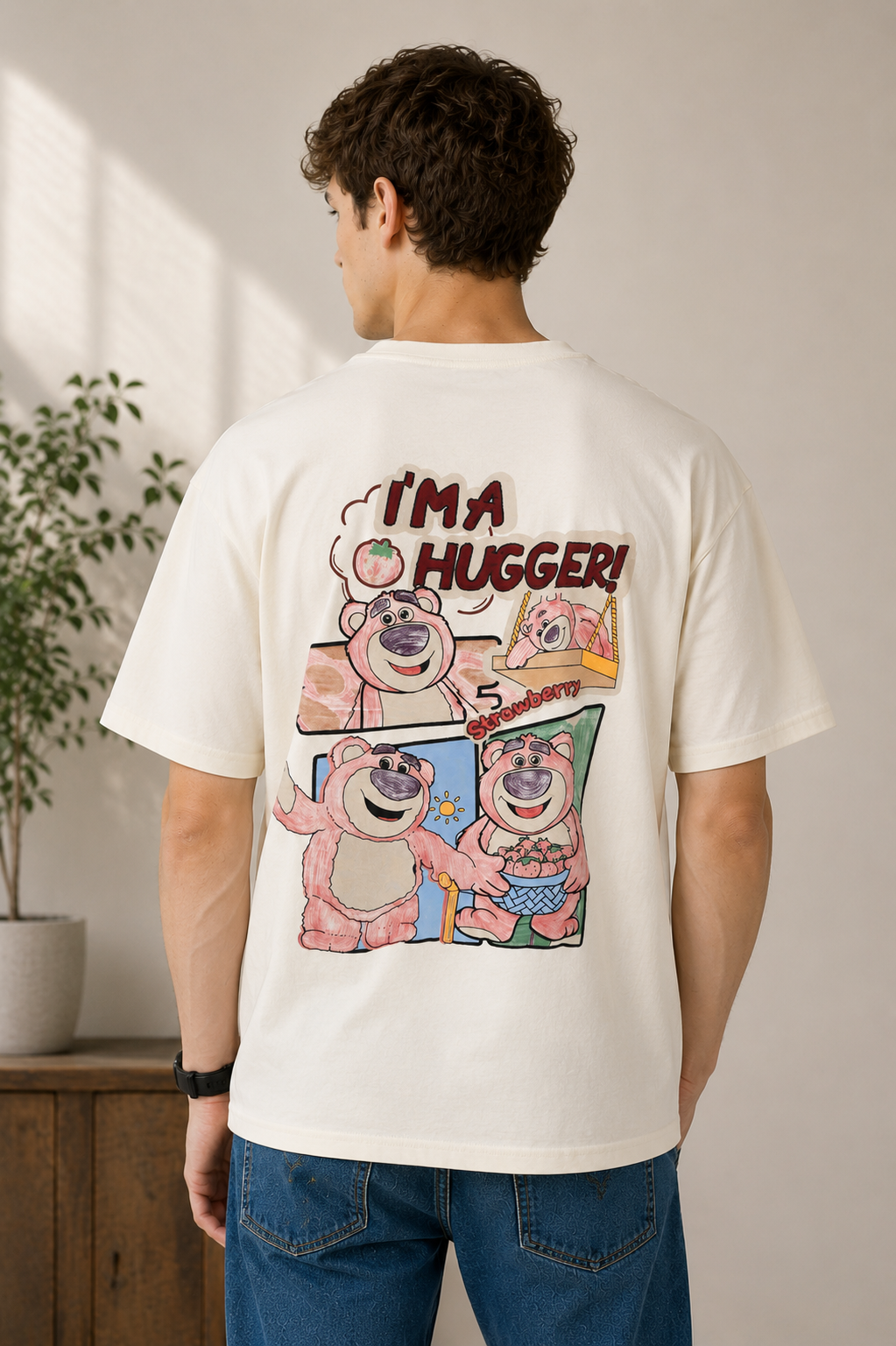 Graphic Drop Shoulder T-Shirt - BEIGE