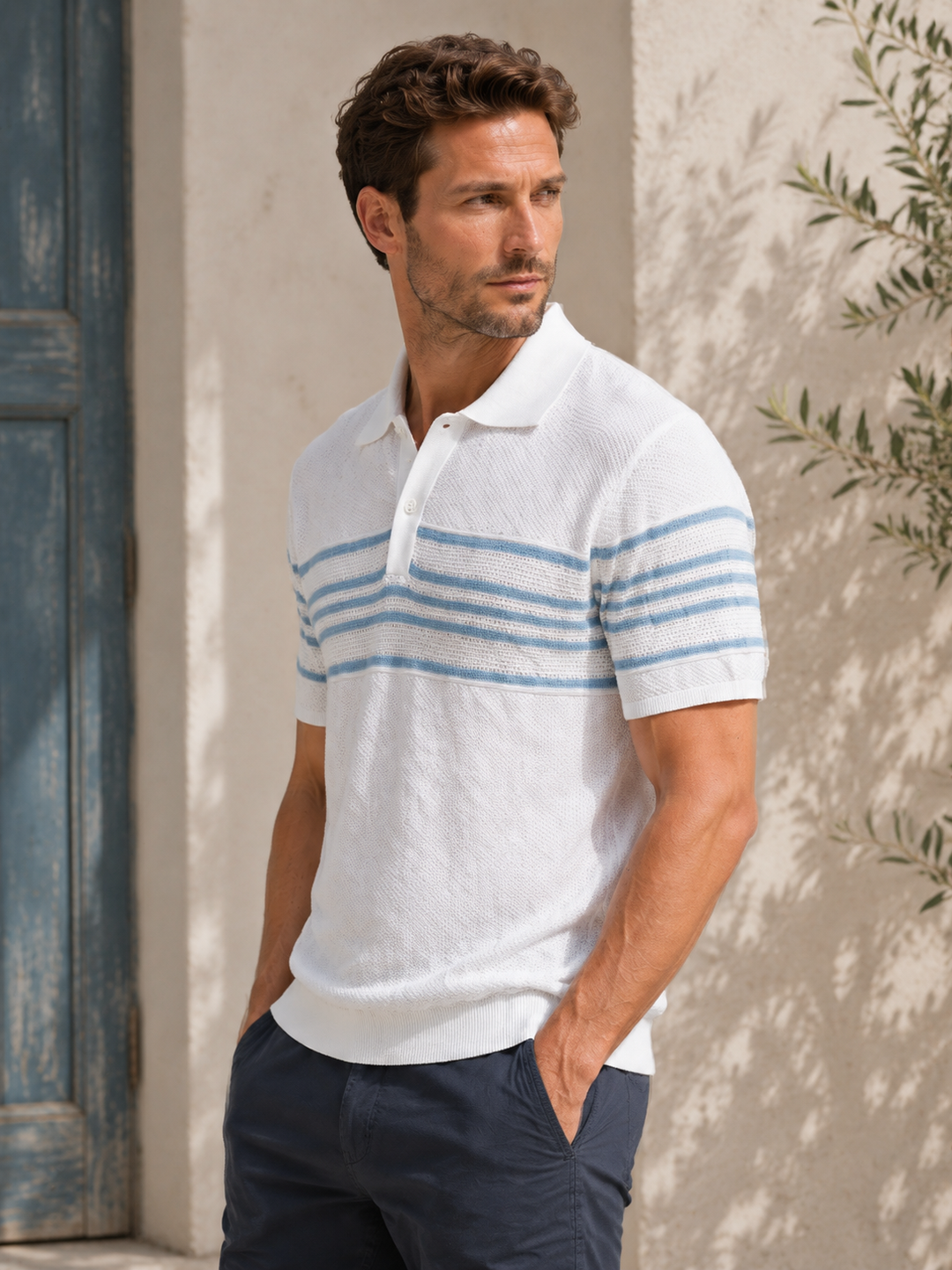 White Comfort Knit Polo T-Shirt