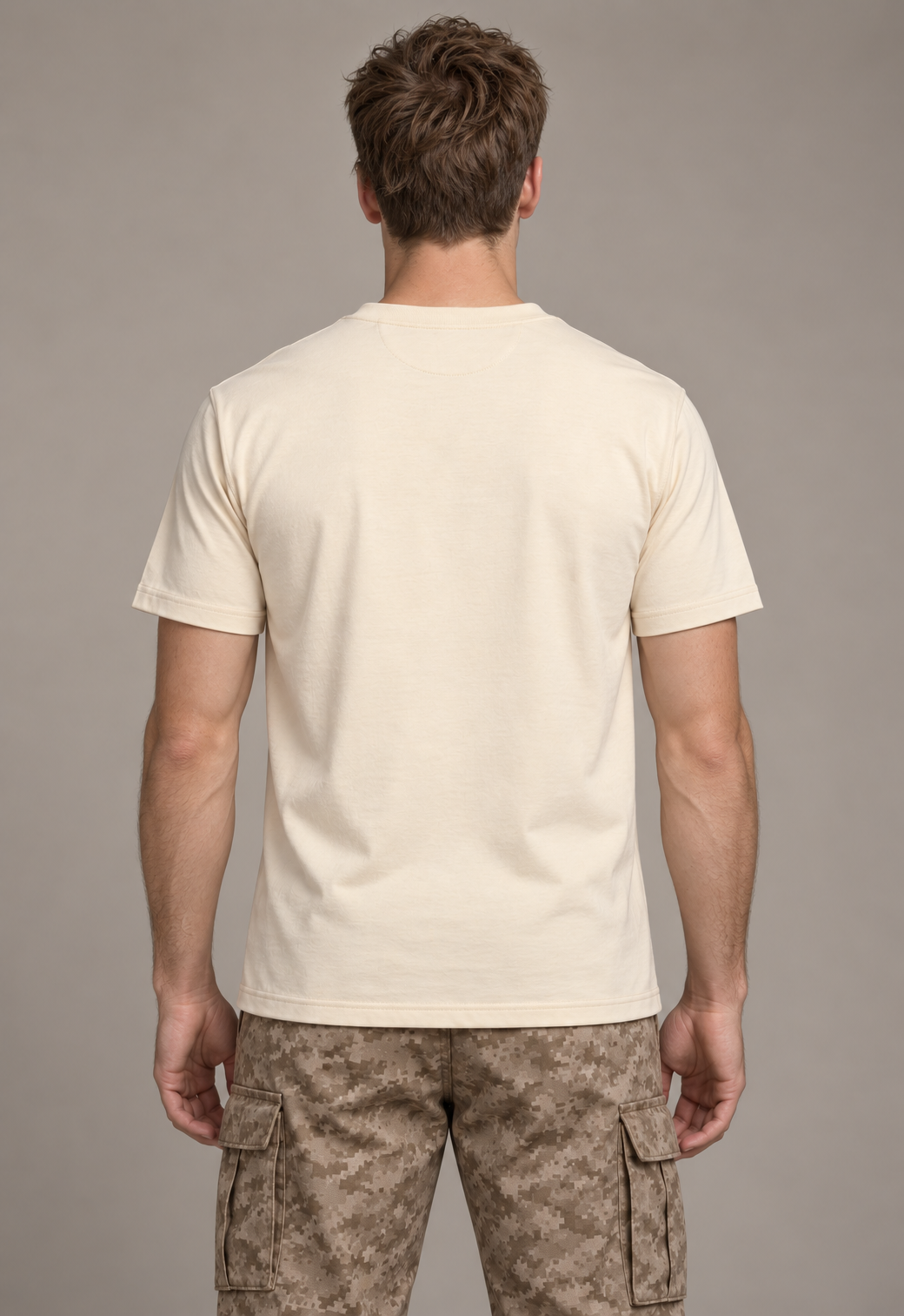 BASIC REGULAR FIT T-SHIRT - BEIGE