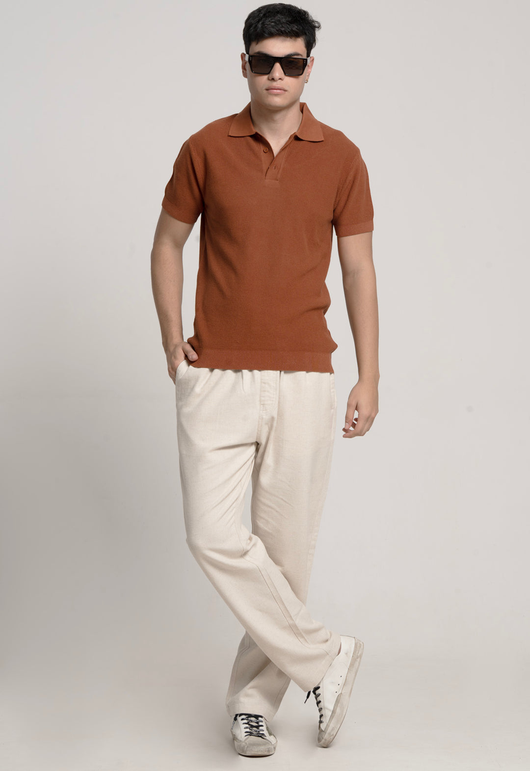 KNITTED COTTON POLO - MUSTRAD