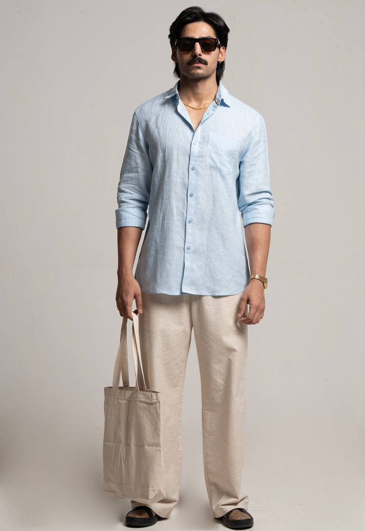 Classic 100% Linen Shirt - SKY
