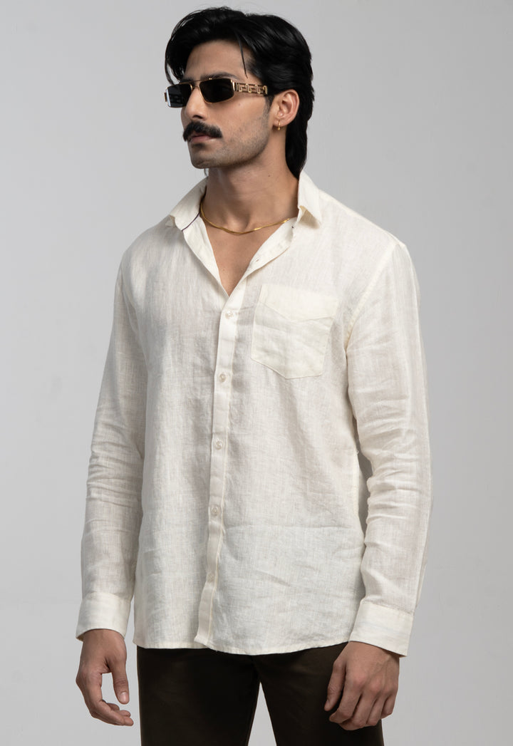 Classic 100% Linen Shirt - Off White
