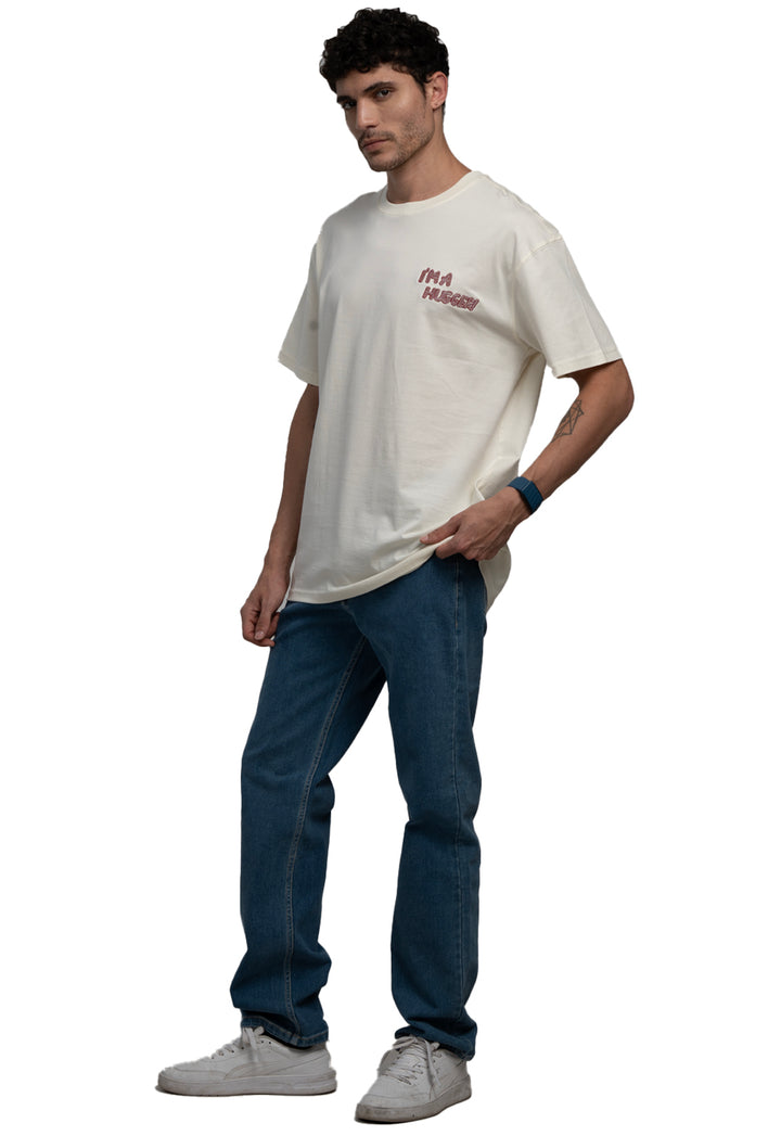 OVERSIZED BACK PRINT GRAPHIC T-SHIRT - CREAM